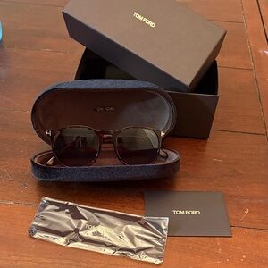 Tom Ford brand new brown and red Sunglasses with case and care cards.